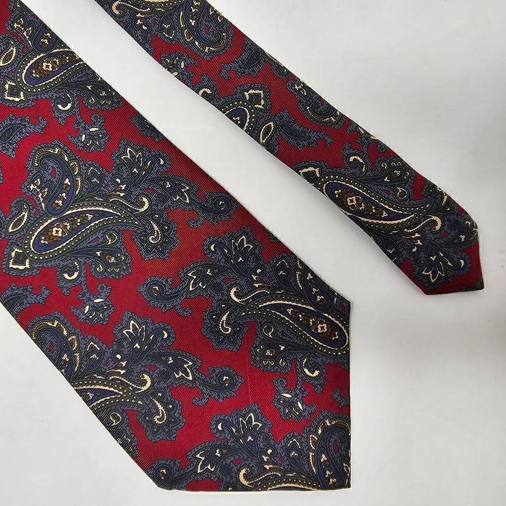 GIADA FIRENZE SILK TIE BURGUNDY GREEN BLUE CLASSIC PAISLEY ITALY SMOOTH 4"